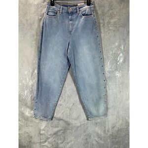 INC International Concepts Women's Lt Indigo Studded Cropped Mom Jeans SZ 6/28